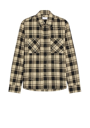 OFF-WHITE Check Flannel Shirt in Black - Tan. Size L (also in M, XL/1X).