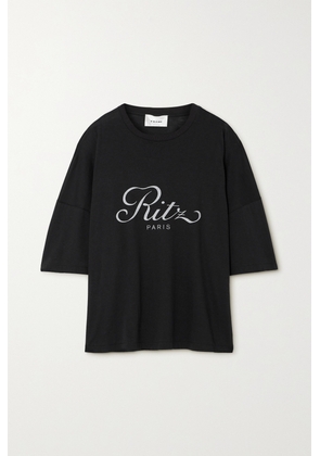 FRAME - + Ritz Paris Printed Cotton-jersey T-shirt - Black - x small,small,medium,large
