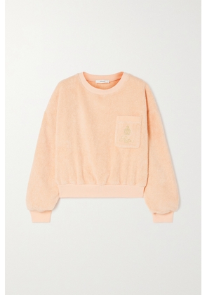 FRAME - + Ritz Paris Embroidered Cotton-terry Sweatshirt - Pink - xx small,x small,small,medium,large,x large