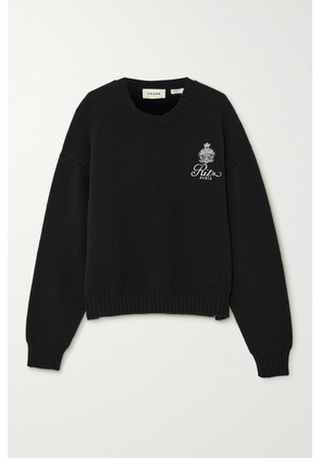 FRAME - + Ritz Paris Embroidered Cashmere Sweater - Black - x small,small,medium,large