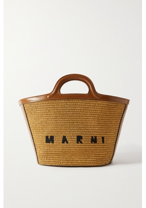 Marni - Tropicalia Small Leather And Embroidered Faux Raffia Tote - Neutrals - One size
