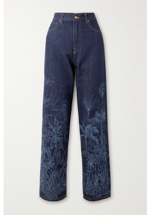 Alanui - Jungle Toile De Jouy Printed High-rise Straight-leg Jeans - Blue - 24,25,26,27,28,29,30,31,32