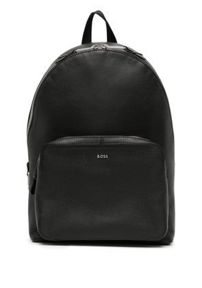 BOSS logo-lettering grained-texture backpack - Black