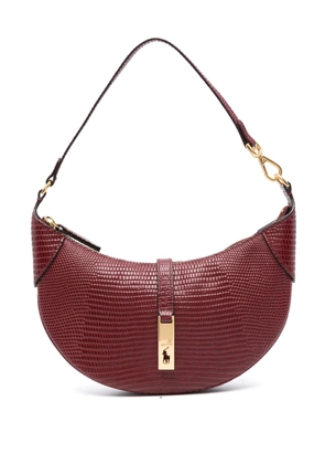 Polo Ralph Lauren mini Polo ID embossed lizard-skin leather shoulder bag - Red