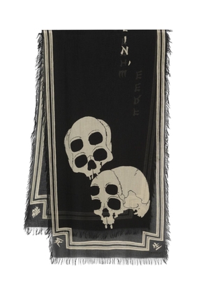 Kapital graphic-print frayed scarf - Black