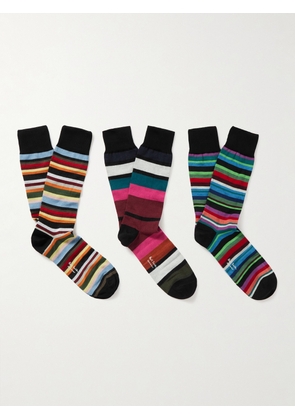Paul Smith - Three-Pack Striped Organic Cotton-Blend Socks - Men - Multi