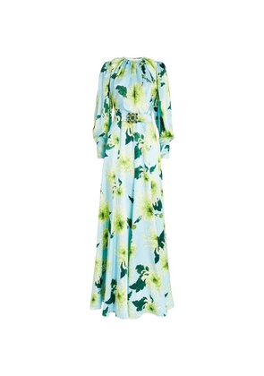 Andrew Gn Floral Belted Gown