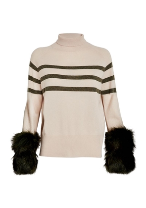 Izaak Azanei Fox Fur-Trim Merino Wool Polo Sweater