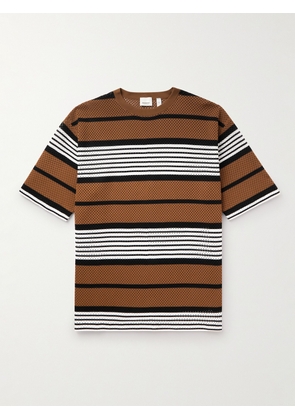 Burberry - Striped Mesh T-Shirt - Men - Brown - S