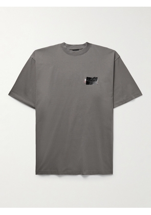 Balenciaga - Gaffer Oversized Logo-Embroidered Appliquéd Cotton-Jersey T-Shirt - Men - Gray - XS