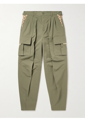 Gucci - Straight-Leg Jacquard-Trimmed Cotton-Ripstop Cargo Trousers - Men - Green - IT 46