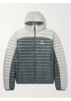 OSTRYA - Throwing Fits Sapwood Logo-Print Colour-Block Quilted Ripstop Hooded Down Jacket - Men - Green - S