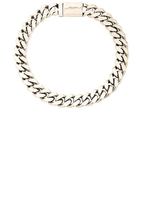 Saint Laurent Thick Curb Chain Necklace in Argent Oxyde - Metallic Silver. Size M (also in ).