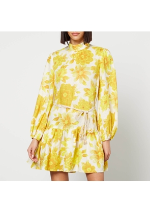Alemais Sonny Floral-Print Linen Mini Dress - UK 12
