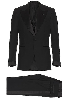 TOM FORD Super 120's Plain Weave Shelton Evening Suit in Black - Black. Size 50 (also in ).