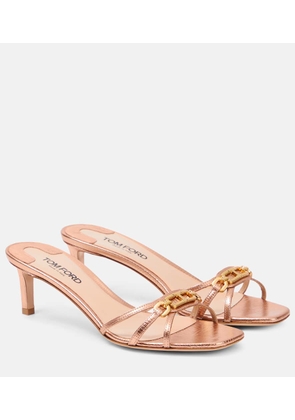 Tom Ford Whitney T metallic leather mules