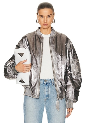 THE ATTICO Mirror Leather Jacket in Silver - Metallic Silver. Size 40 (also in 36, 42, 44).