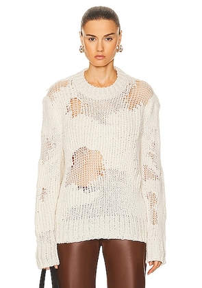 Chloe Distressed Sweater in Iconic Milk - Ivory. Size M (also in L, S, XS).
