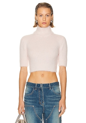 Givenchy 4G Tonal High Neck Cropped Sweater in Blush Pink - Rose. Size L (also in M, S, XS).
