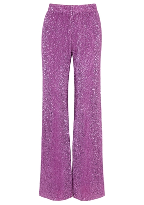 Stine Goya Markus Sequin-embellished Metallic-knit Trousers - Purple - M
