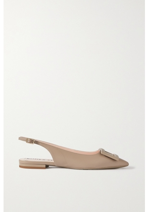 Roger Vivier - Gommettine Leather Point-toe Slingback Flats - Brown - IT34,IT34.5,IT35,IT35.5,IT36,IT36.5,IT37,IT37.5,IT38,IT38.5,IT39,IT39.5,IT40,IT40.5,IT41,IT41.5,IT42