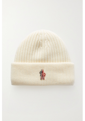 Moncler Grenoble - Appliqued Padded Ribbed Wool Beanie - White - One size