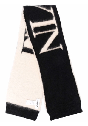 Lanvin logo-intarsia reversible scarf - White