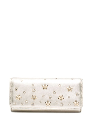 Jimmy Choo crystal-embellished leather wallet - Yellow