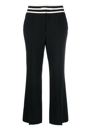 RED Valentino stripe-detail cropped flare trousers - Black