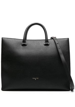 Patrizia Pepe logo-appliqué faux-leather tote bag - Black