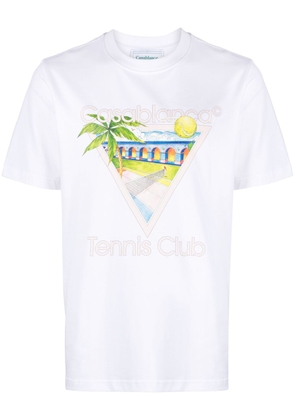 Casablanca Tennis Club Icon organic cotton T-shirt - WHITE JERSEY TENNIS CLUB ICON SCREEN PRINTED