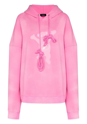 We11done teddy-print relaxed-fit hoodie - Pink