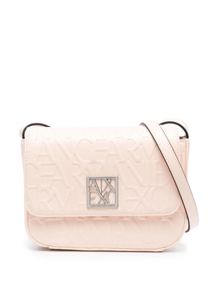 Armani Exchange embossed-logo leather shoulder bag - Pink