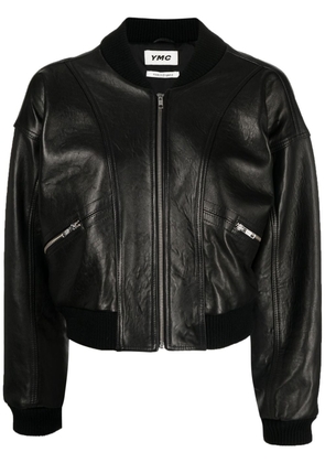 YMC zip-up cropped leather jacket - Black