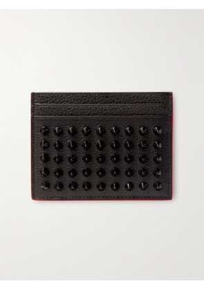 Christian Louboutin - Studded Full-Grain Leather Cardholder - Men - Black