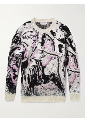 Alexander McQueen - Textured Wool-Blend Jacquard Sweater - Men - Neutrals - M