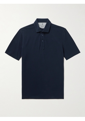 Brunello Cucinelli - Cotton-Piqué Polo Shirt - Men - Blue - IT 44