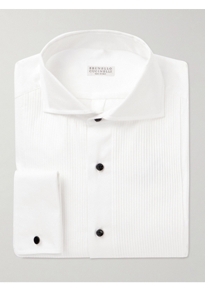 Brunello Cucinelli - Cutaway-Collar Bib-Front Cotton-Poplin Tuxedo Shirt - Men - White - XS