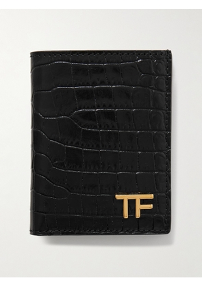 TOM FORD - Logo-Embellished Croc-Effect Leather Bifold Cardholder - Men - Black