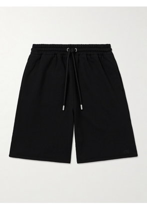 Off-White - Skate Straight-Leg Logo-Embroidered Cotton-Jersey Drawstring Shorts - Men - Black - S
