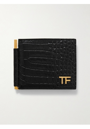TOM FORD - Logo-Embellished Croc-Effect Leather Billfold Wallet and Money Clip - Men - Black