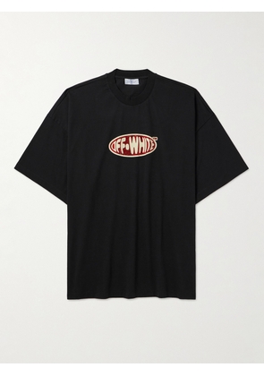 Off-White - Crystal-Embellished Logo-Print Cotton-Jersey T-Shirt - Men - Black - XS