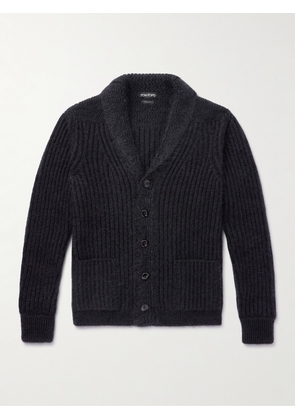 TOM FORD - Shawl-Collar Ribbed Wool, Silk and Mohair-Blend Cardigan - Men - Black - IT 44