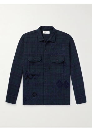 Universal Works - Embroiderd Checked Cotton Overshirt - Men - Blue - S