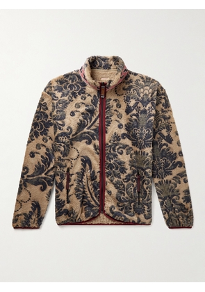 KAPITAL - Jacquard-Trimmed Printed Fleece Jacket - Men - Neutrals - 1