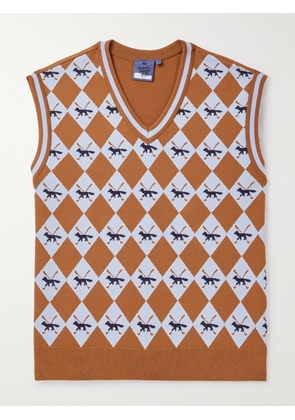 Maison Kitsuné - Profile Fox Argyle Jacquard-Knit Golf Sweater Vest - Men - Orange - M