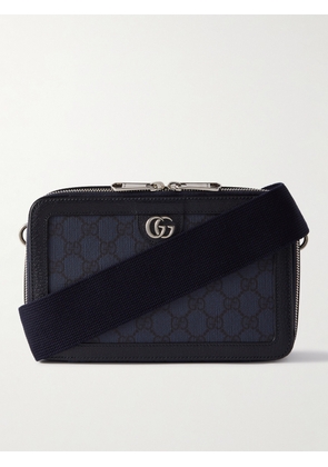 Gucci - Ophidia Mini Leather-Trimmed Monogrammed Supreme Coated-Canvas Messenger Bag - Men - Blue