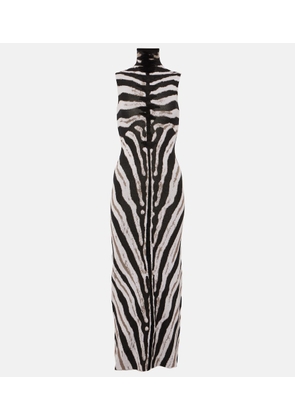The Attico Zebra-print high-neck midi dress