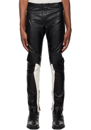 System Black Biker Faux-Leather Trousers
