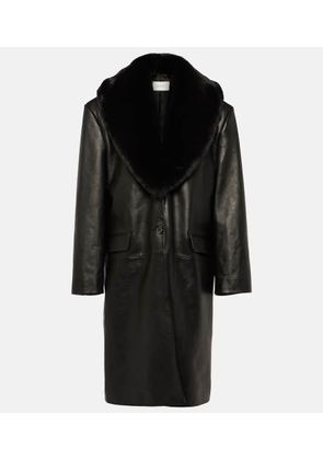 Magda Butrym Faux fur-trimmed leather coat